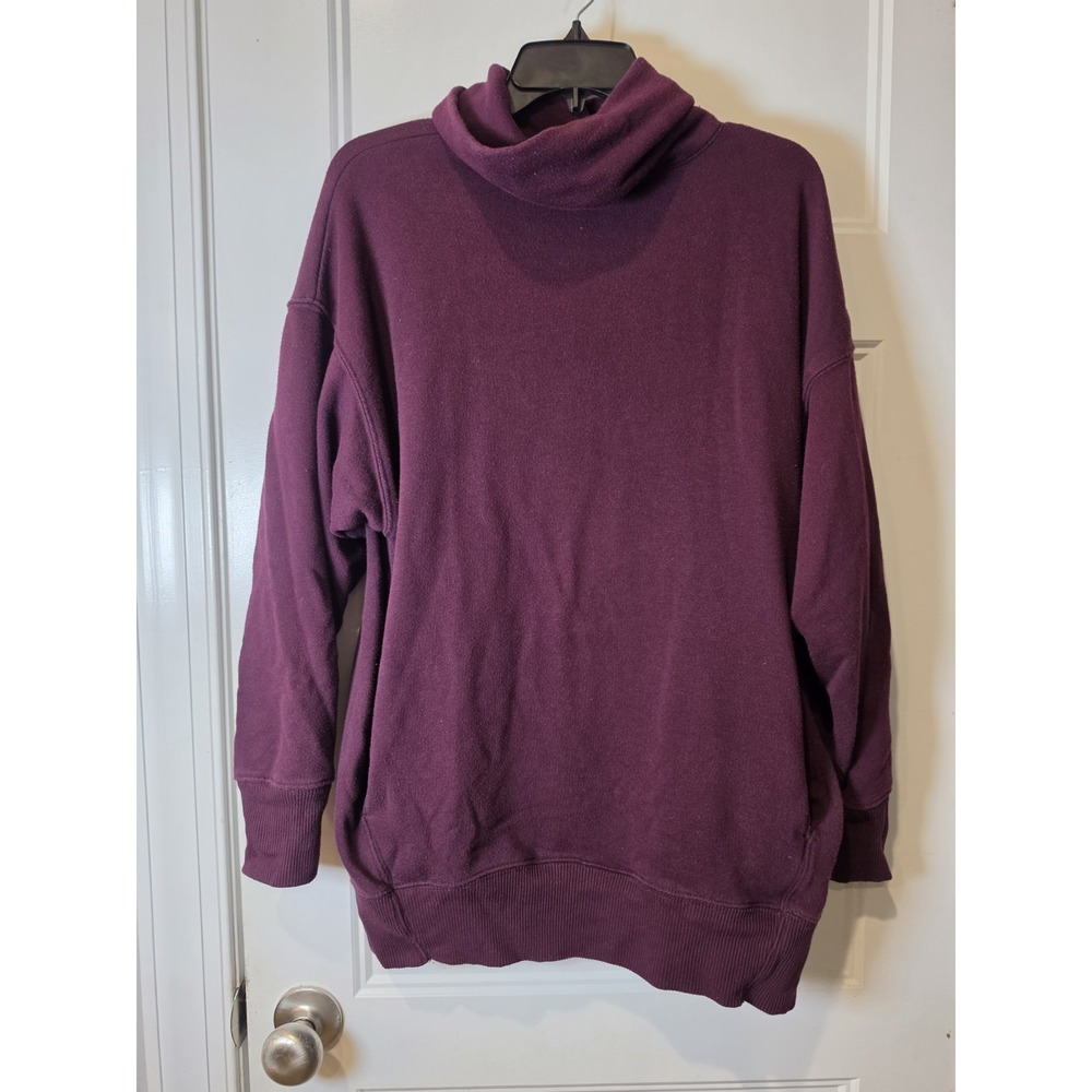 Womens S Aerie Oversized Turtleneck Sweatshirt Burgundy Maroon Cowl Neck Top